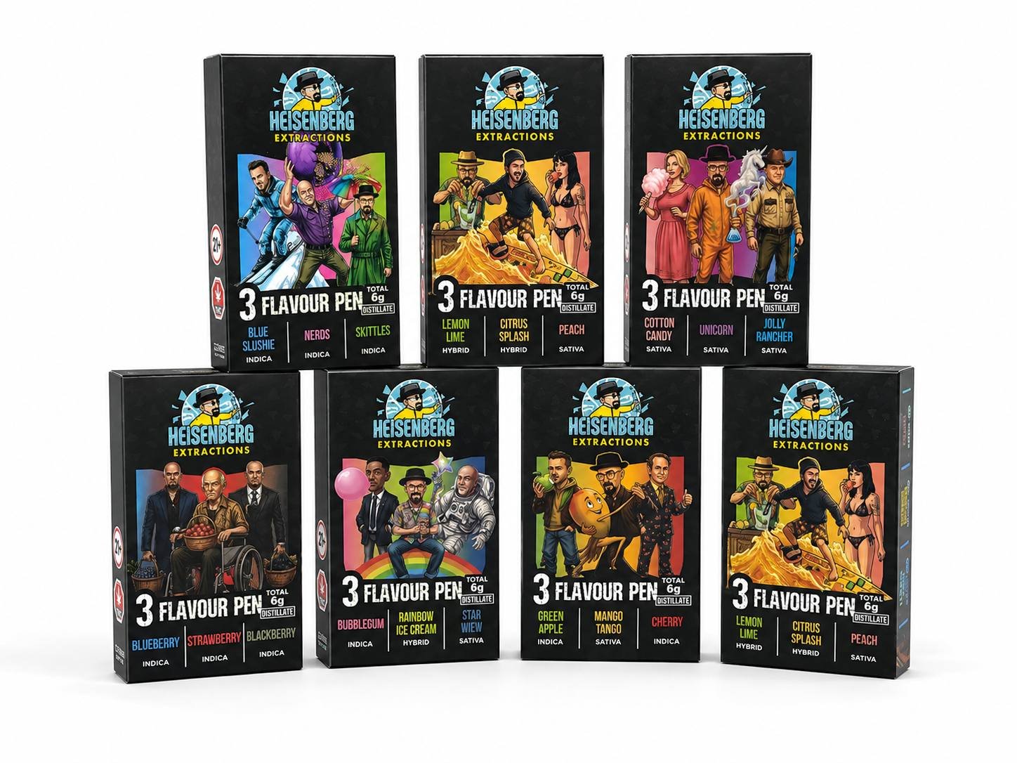 Heisenberg Extractions 6G Triple Flavours Vape Pen (THC distillate) Heisenberg Extractions 6G Triple Flavours Vape Pen (THC distillate)